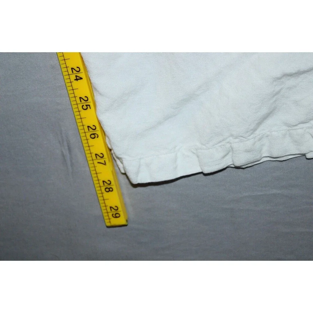 Alfani Cropped Pants Womens Size XXL White Linen Blend 2 Pockets Drawstring